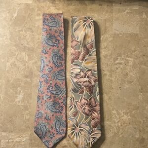 Men's Pink Paisley & Floral Silk Ties - Set of 2